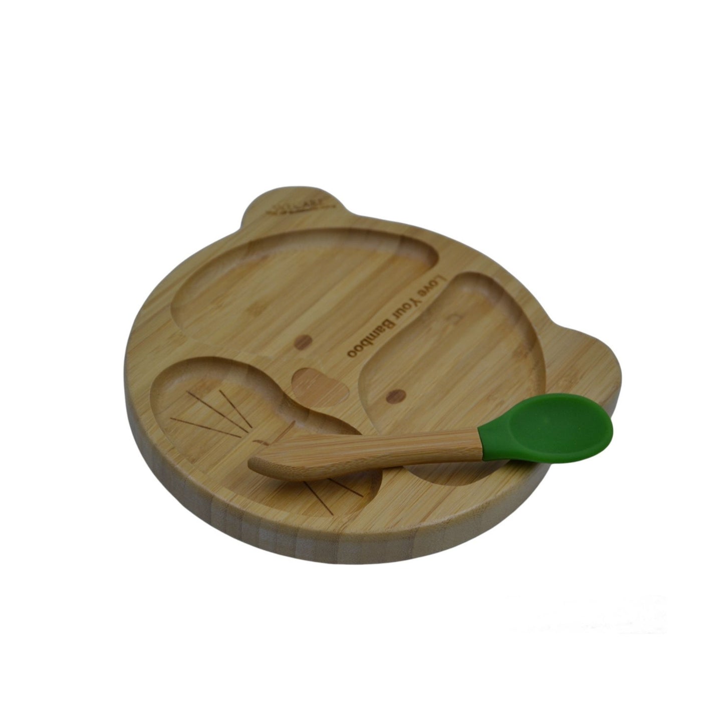 Bamboo Plate Bear with spoon on top