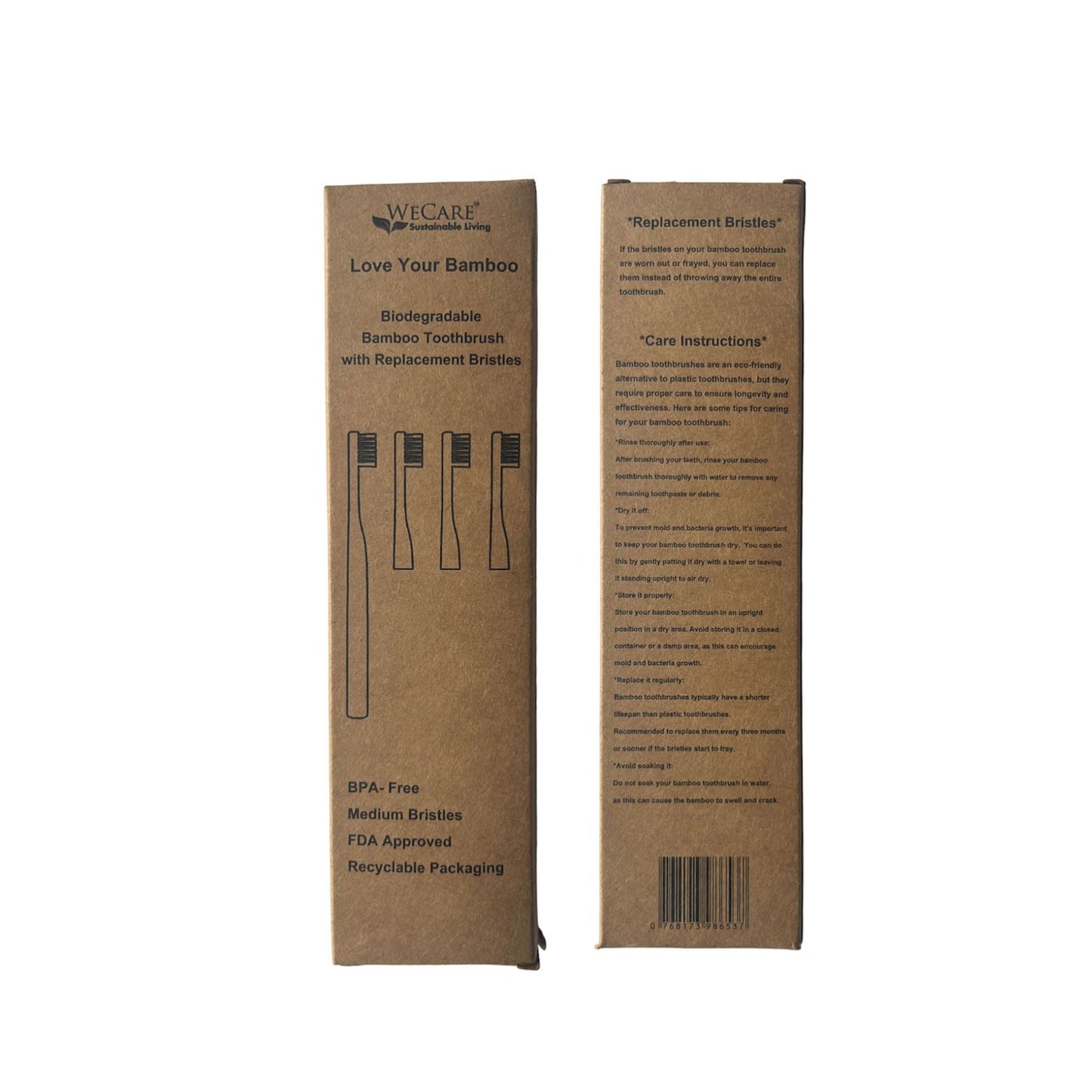 biodegradable Bamboo Toothbrush with Replacement Heads back package