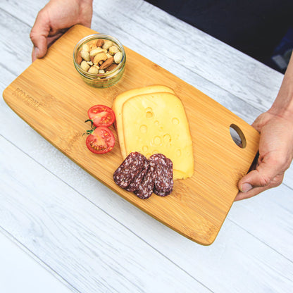 Bamboo cutting board with cheese 