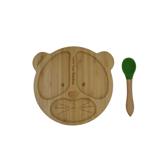 Bamboo Plate Bear with spoon 