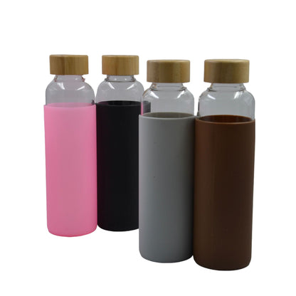 Glass Drink Bottle with Bamboo Lid