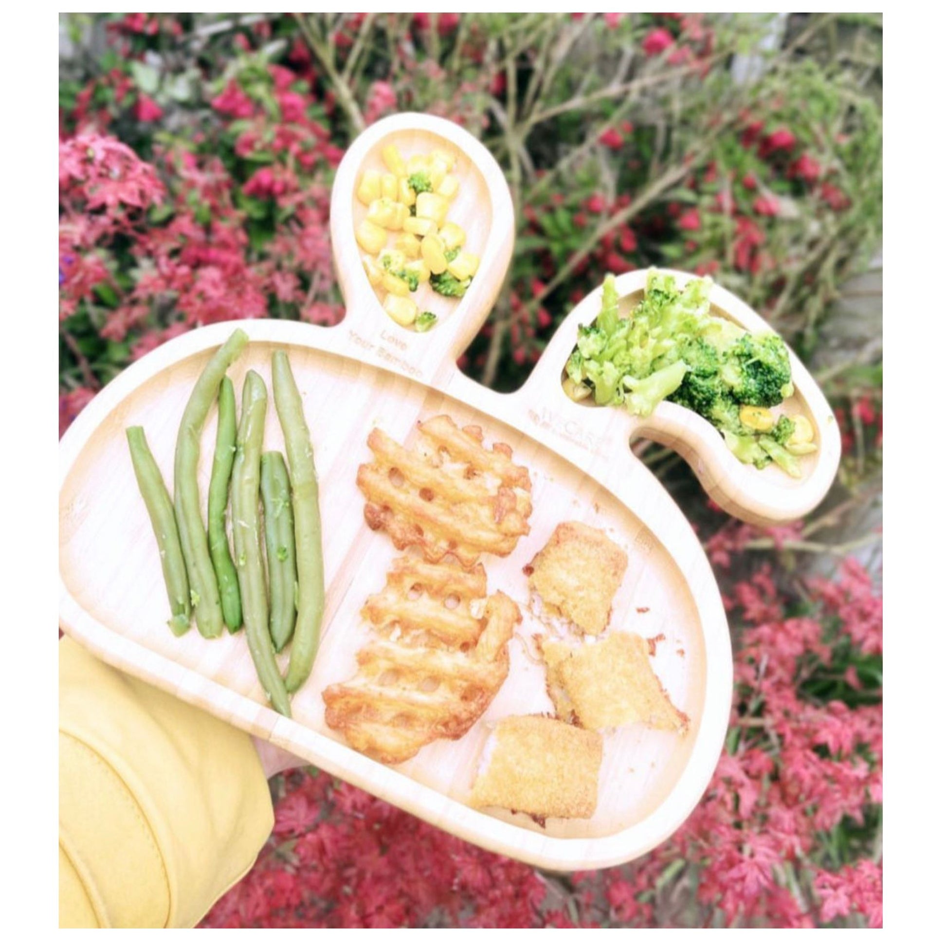 Bamboo Plate with Different food 