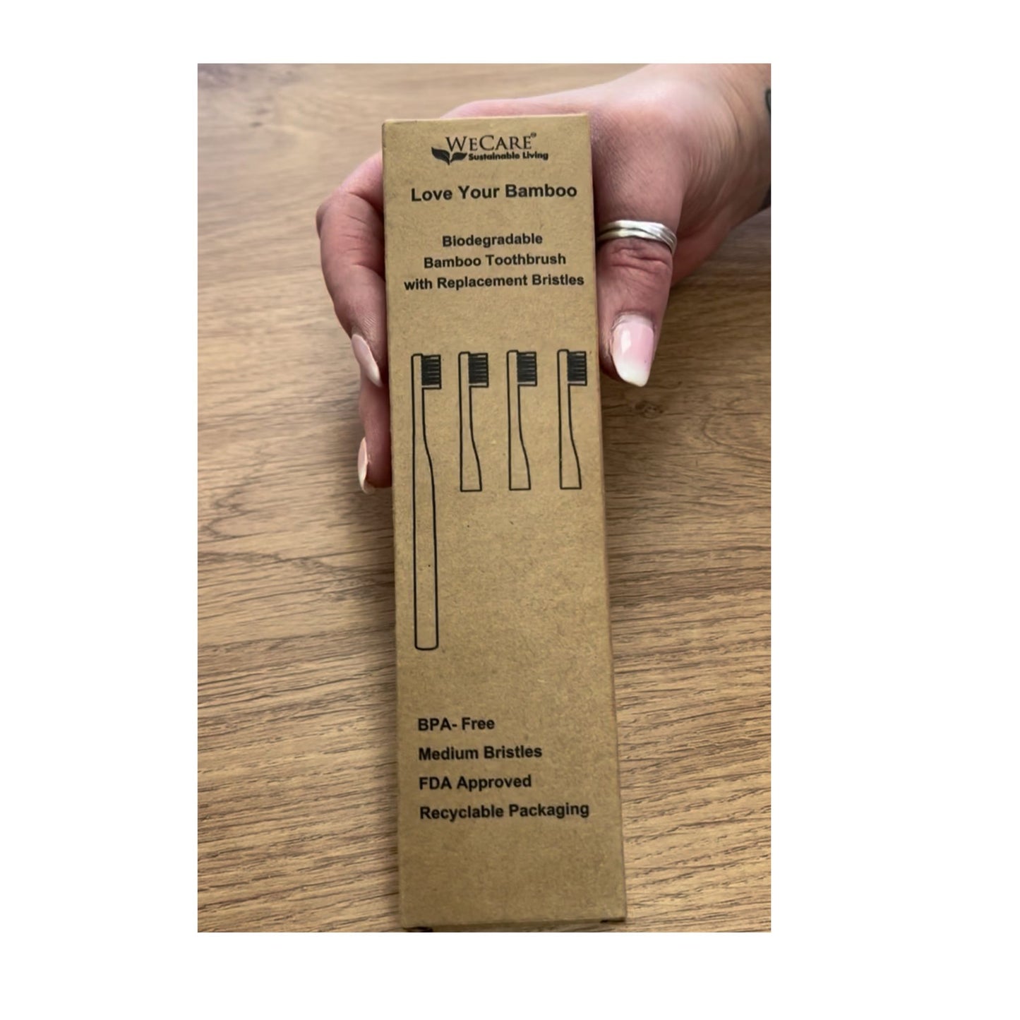  biodegradable Bamboo Toothbrush with Replacement Heads package